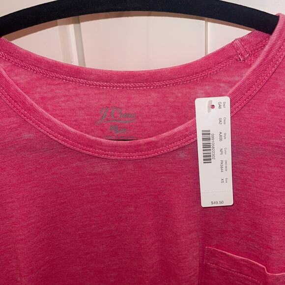 J Crew Made-in-LA burnout pocket T-shirt  Hot Pink XS - Picture 3 of 5